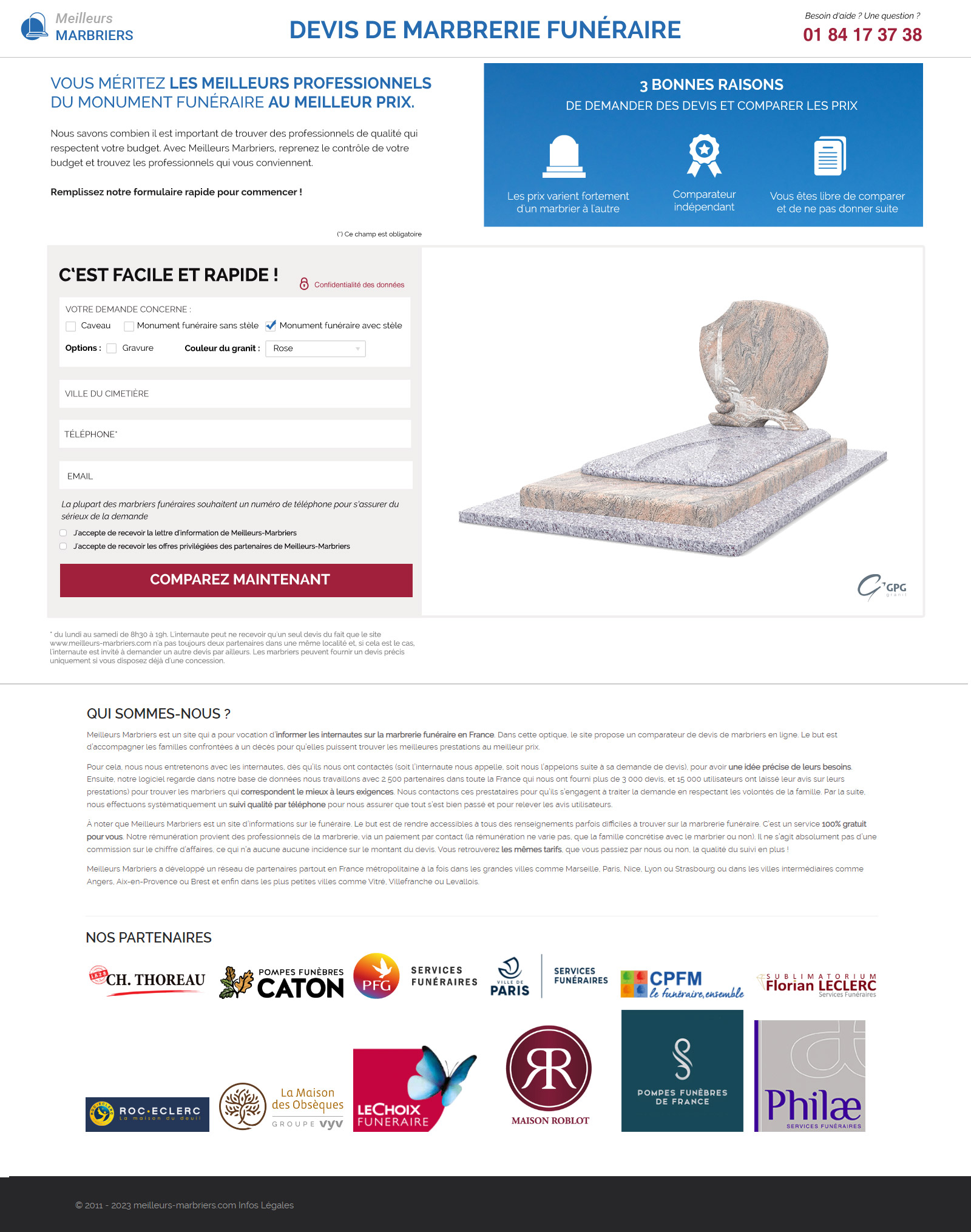 landing page meilleurs marbriers