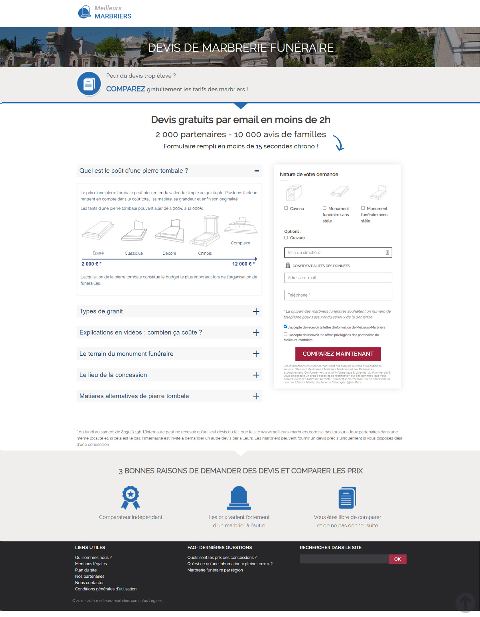 landing page devis meilleurs marbriers