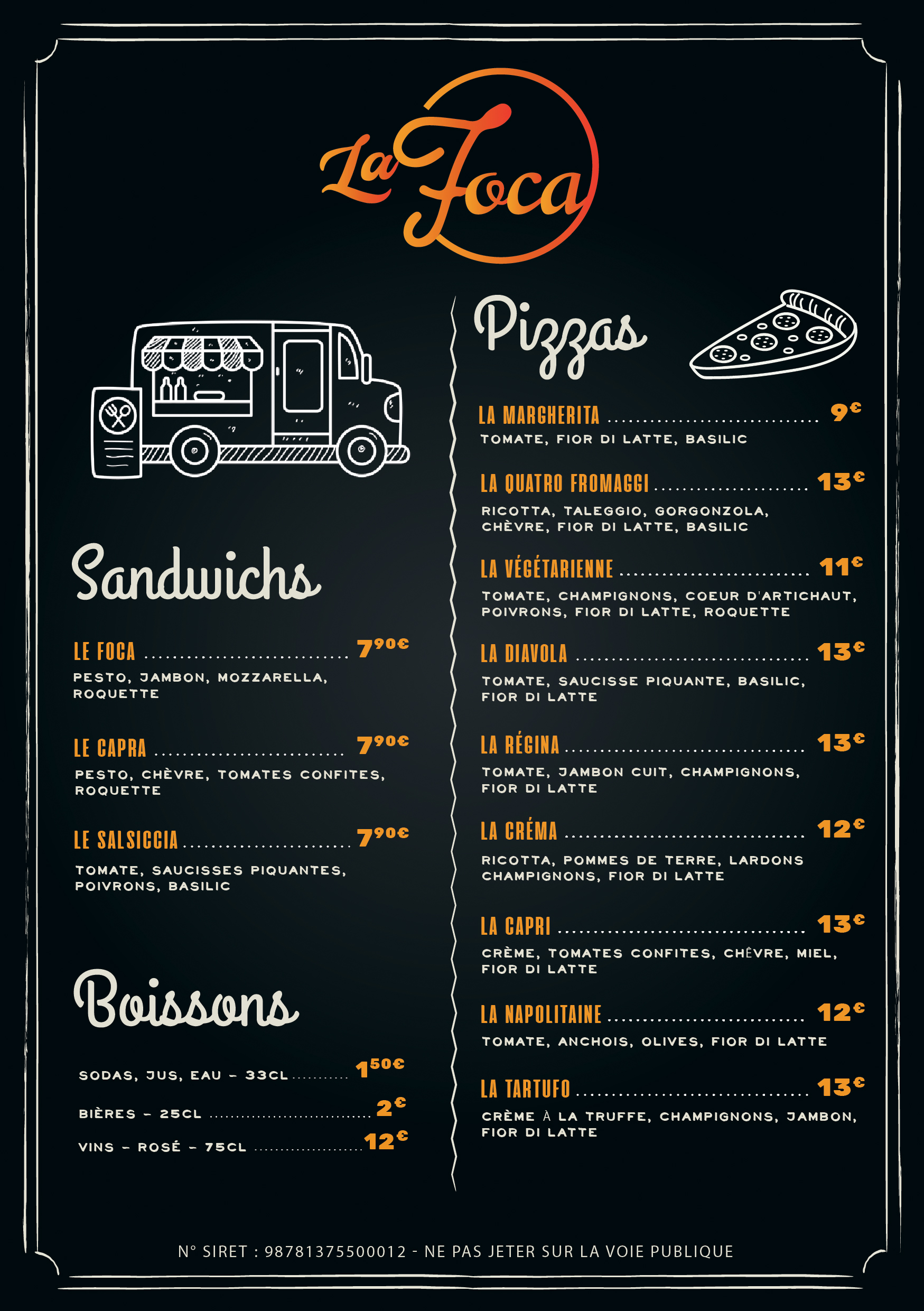 menu la foca verso